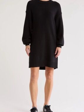 Melrose and market Black Knit mini Sweater Dress - Crewneck Long Sleeve size L